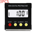 Black mini magnetic angle inclinometer, 55 x 55 x 16mm, 0.1° resolution, ±0.3° accuracy, 4×90° range.