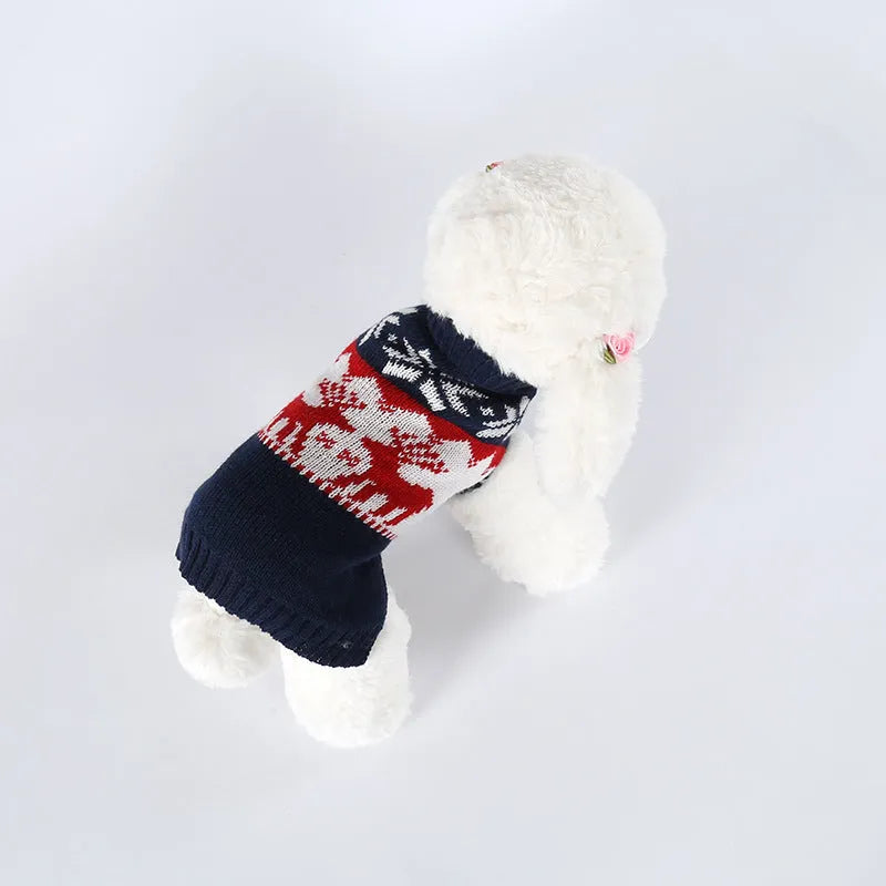 Navy blue knitted Christmas sweater for dogs in European-American style