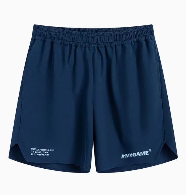 Men's gray fitness shorts with high elasticity for summer training and quick-drying fabric.