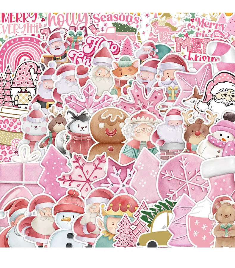 50 piece set of cute Christmas waterproof stickers ranging from 4 to 8 centimetres for car phone computer decoration