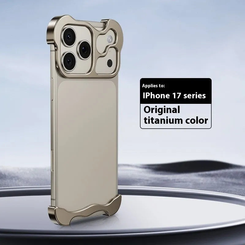 Metal frameless matte phone case for iPhone17 series in black colour