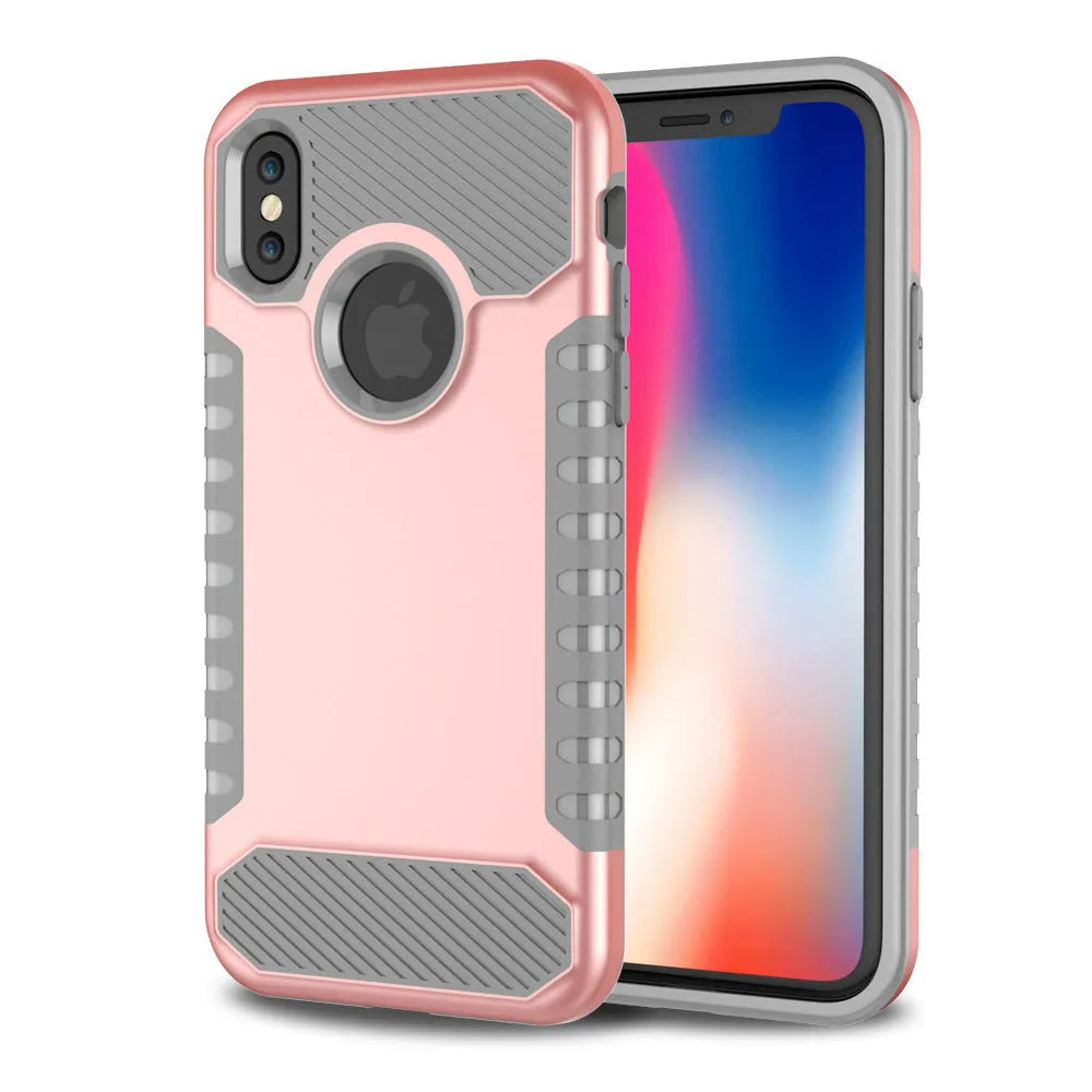 Double one anti-fall polycarbonate phone case compatible with Apple iPhone, available in eight colours