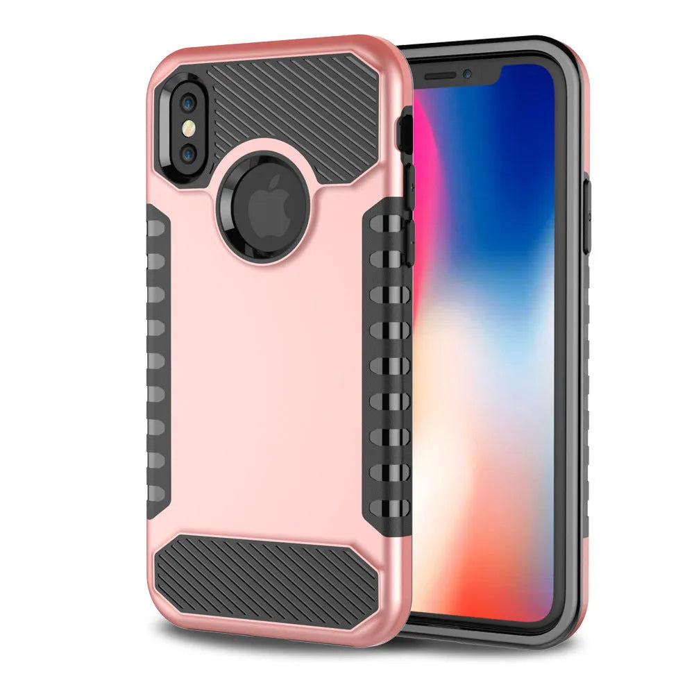 Double one anti-fall polycarbonate phone case compatible with Apple iPhone, available in eight colours