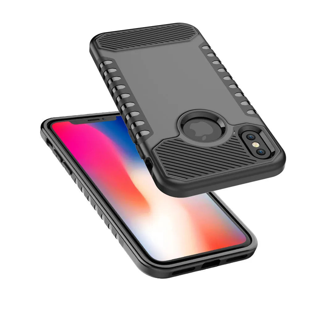 Double one anti-fall polycarbonate phone case compatible with Apple iPhone, available in eight colours