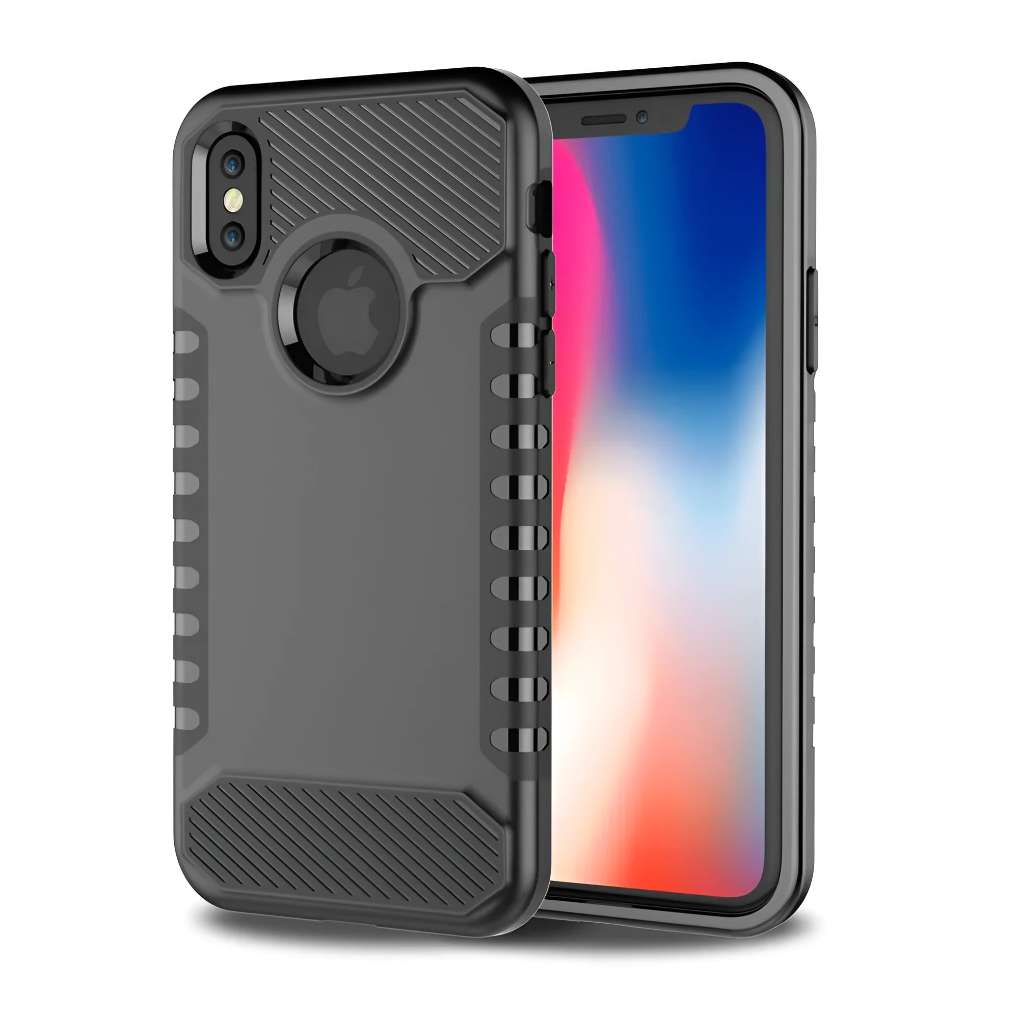 Double one anti-fall polycarbonate phone case compatible with Apple iPhone, available in eight colours