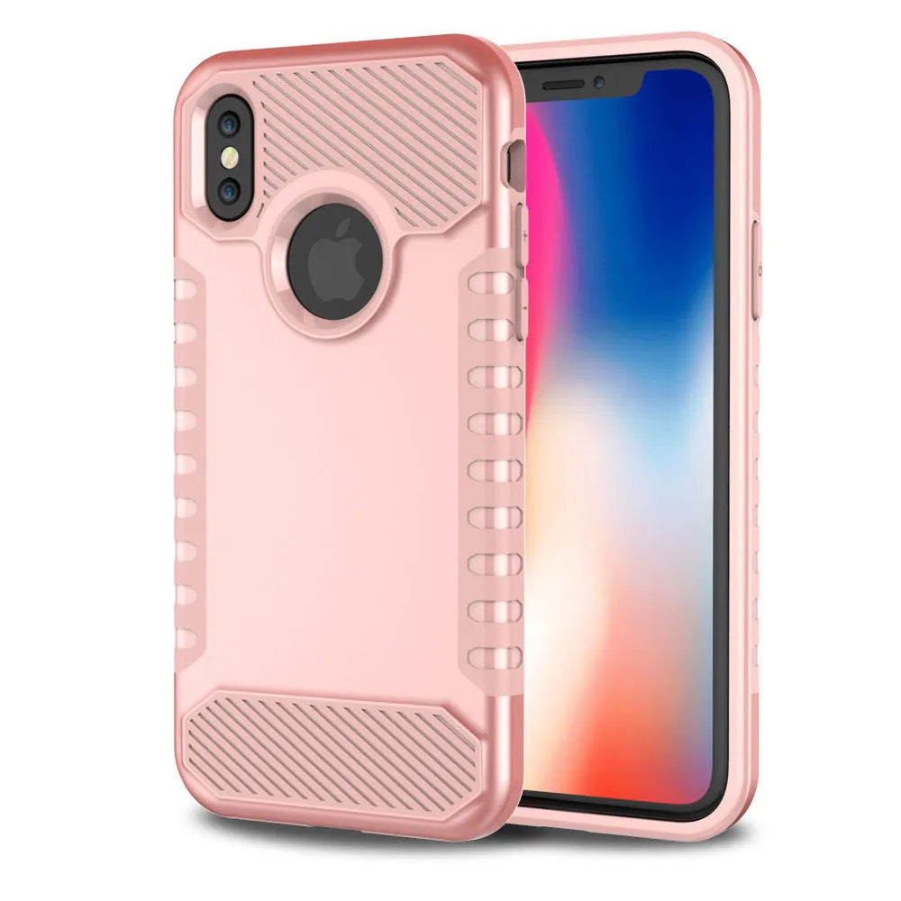 Double one anti-fall polycarbonate phone case compatible with Apple iPhone, available in eight colours