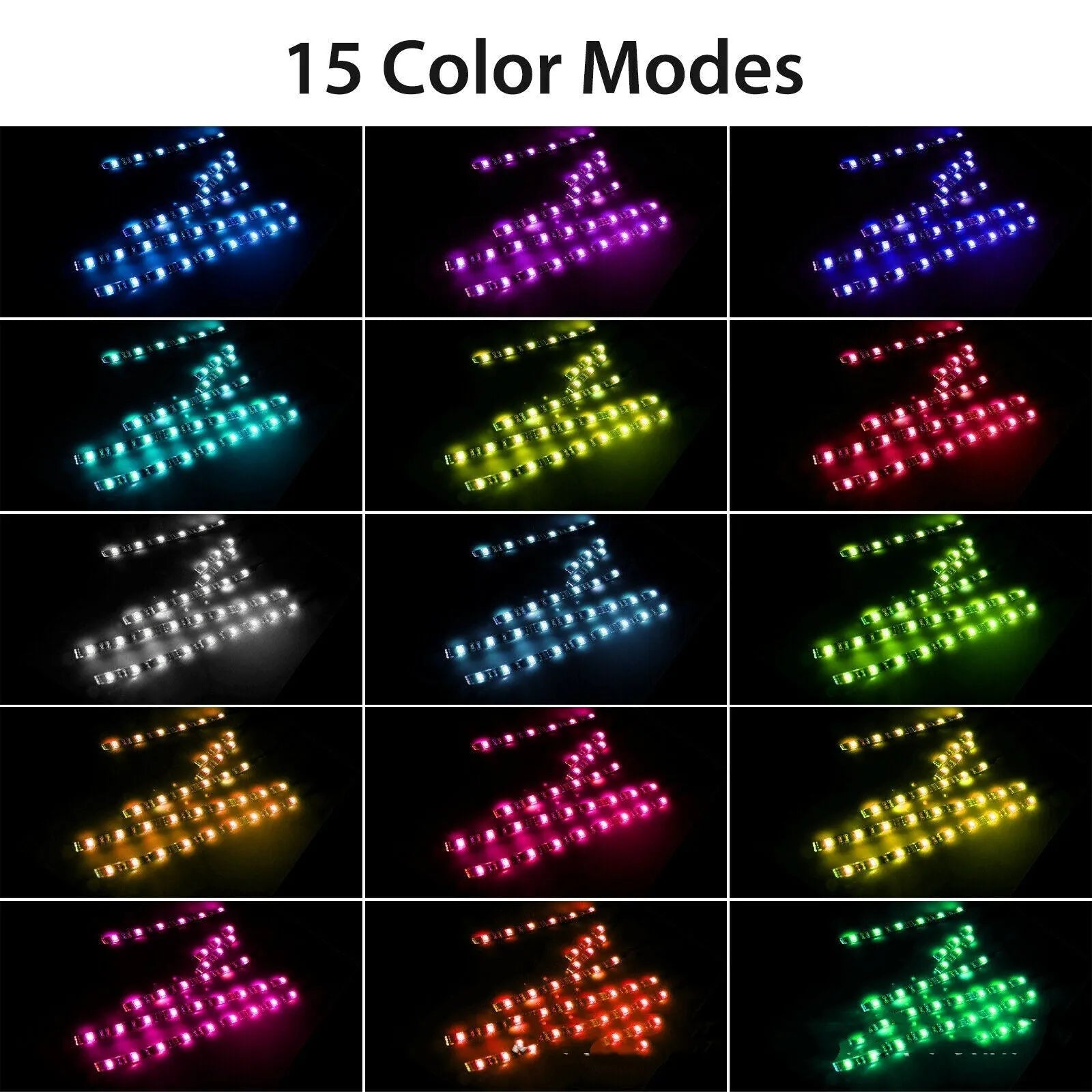 Black silicone RGB LED light bar with wireless remote control for vehicle atmosphere lighting