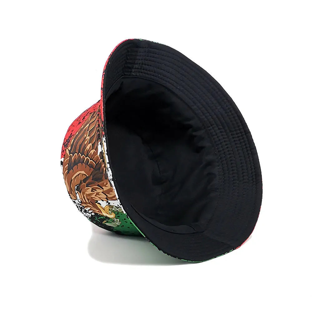 Eagle pattern printed bucket hat with dome crown in M size fitting 56-58cm head circumference