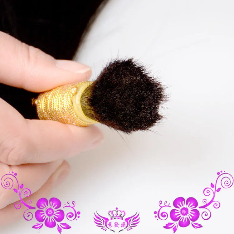 Real human hair hair piece in natural colour with silk base, 20 inch length