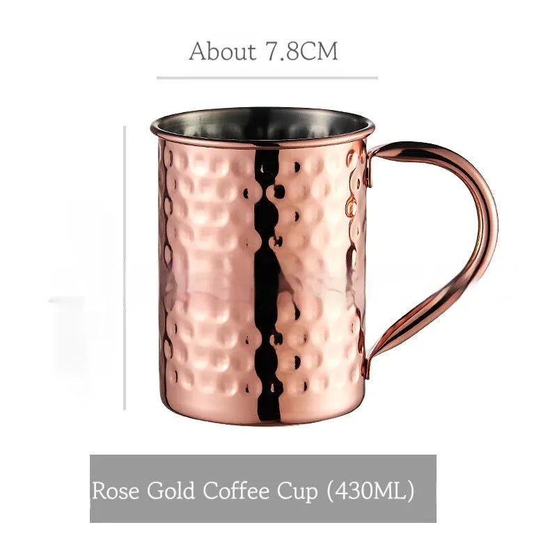 Stainless steel Moscow Mule cup with copper-plated finish in silver, gold, rose gold or black colour options