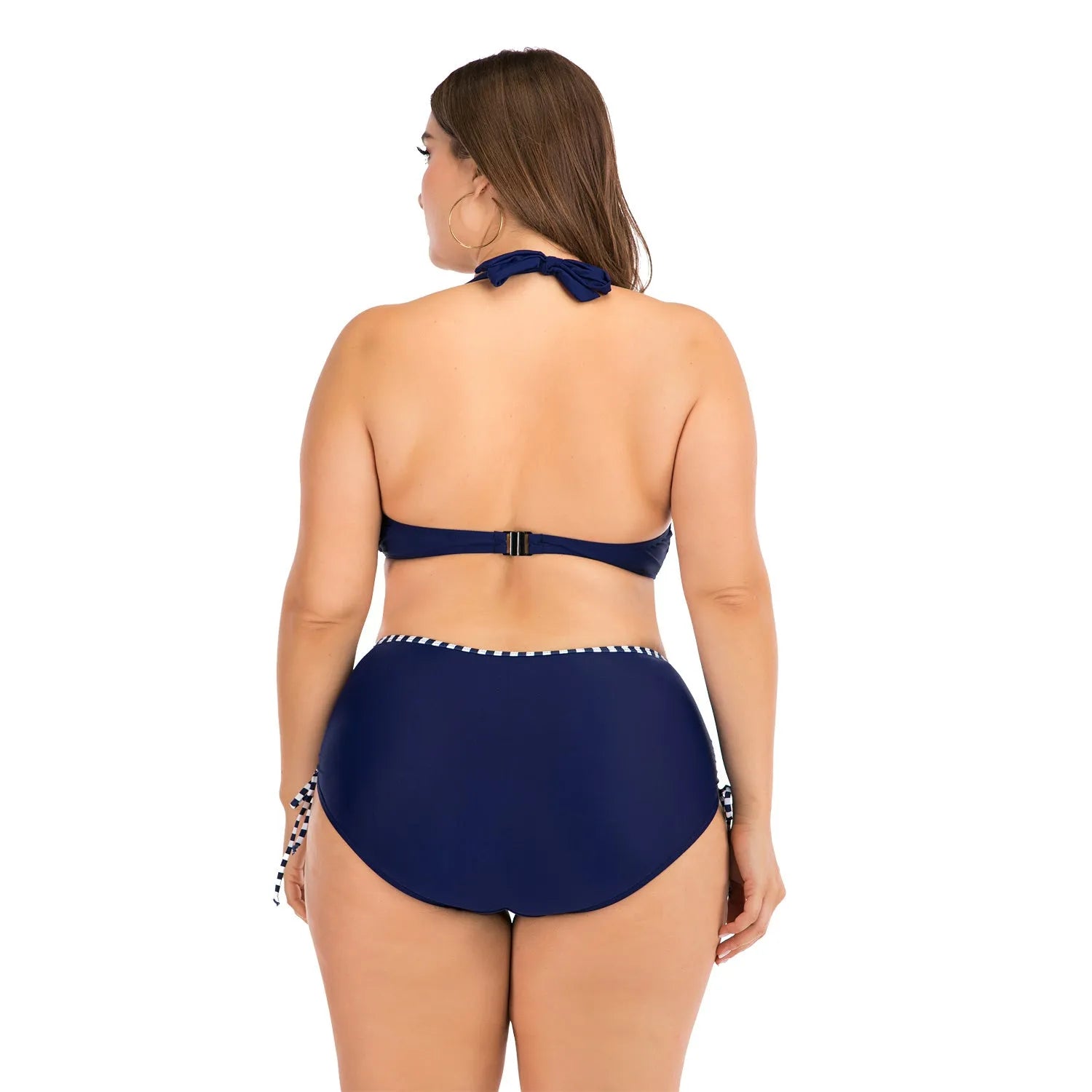 Fat woman underwire bikini in photo colour with steel support and chest pad, plus size L to 4XL