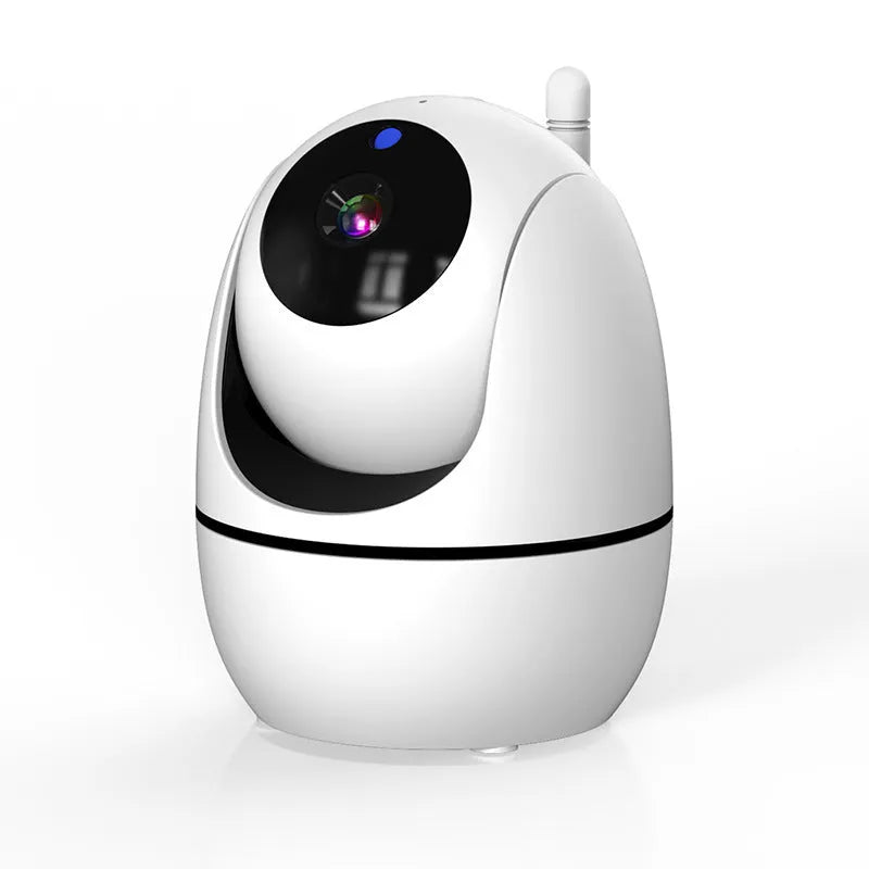 White wireless baby monitor with 5-inch HD screen on a nursery shelf
