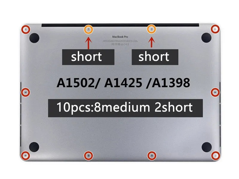 MacBook Pro bottom shell replacement screw kit for A1502, A1398, and A1425 Retina models