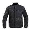 Bone Frog Peak Breaker soft shell tactical jacket in black camouflage for mountaineering.