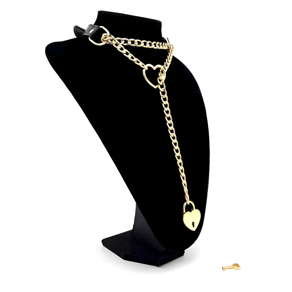 Black leather flirting training alternative traction collar necklace for men and women