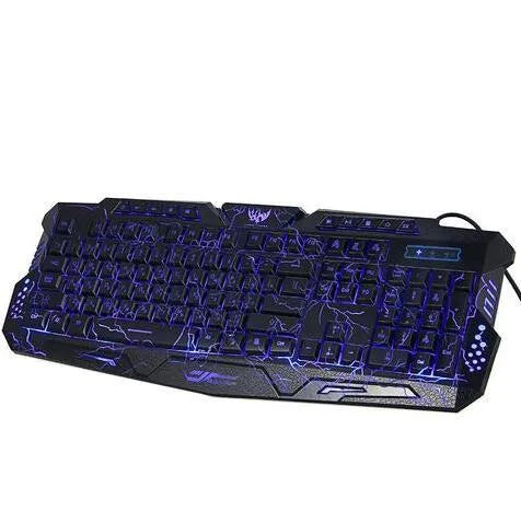 3-colour LED gaming keyboard M200 with blue purple red backlight, black, ergonomic S-shape
