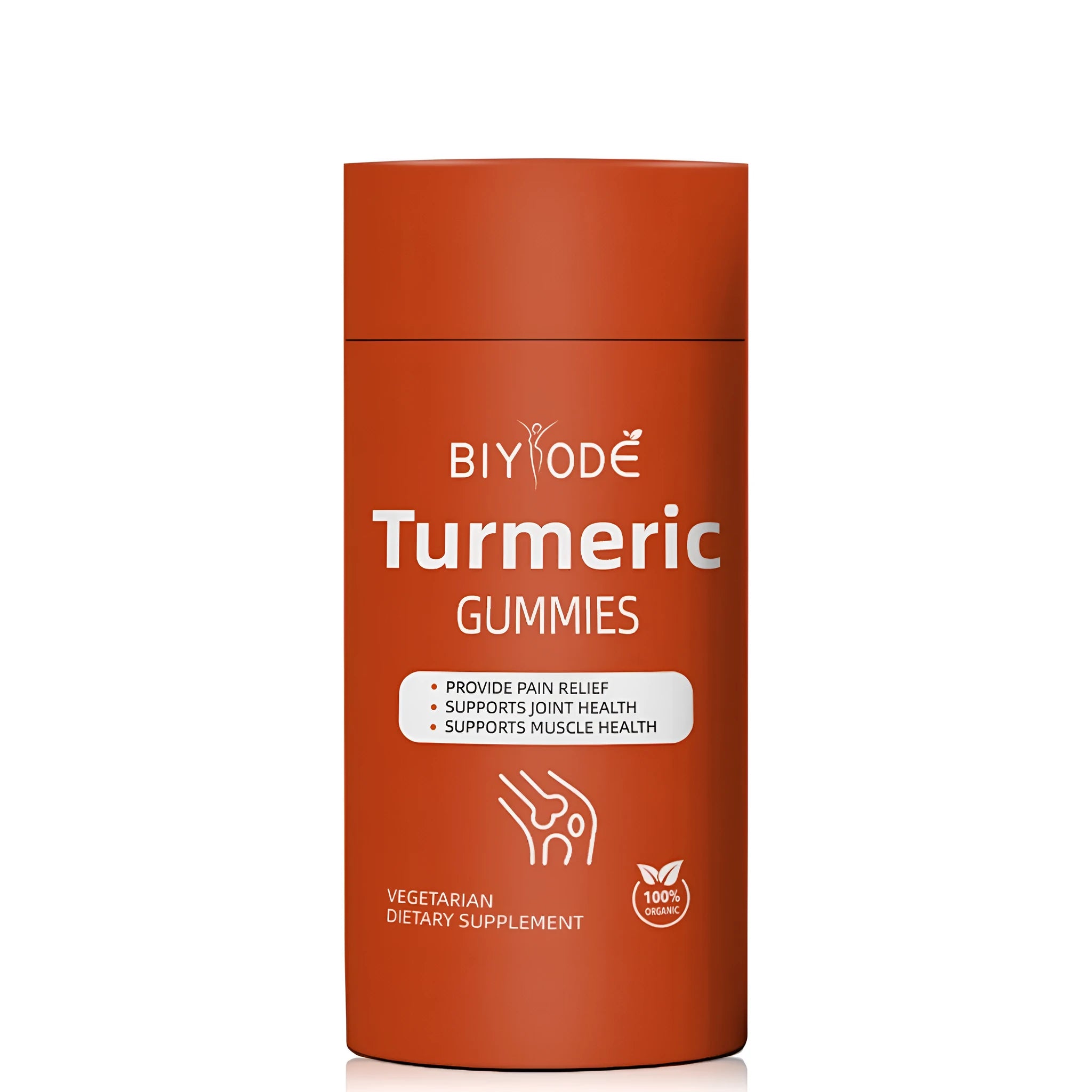 Bottle of organic turmeric gummies 60 count for immune support by biyode