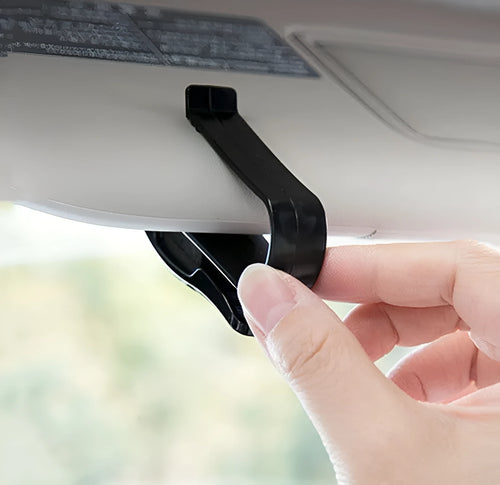 Black plastic car sun visor clip for holding sunglasses and cards