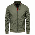 Men's solid colour lightweight polyester casual jacket shown in dark blue, black, or Army Green.