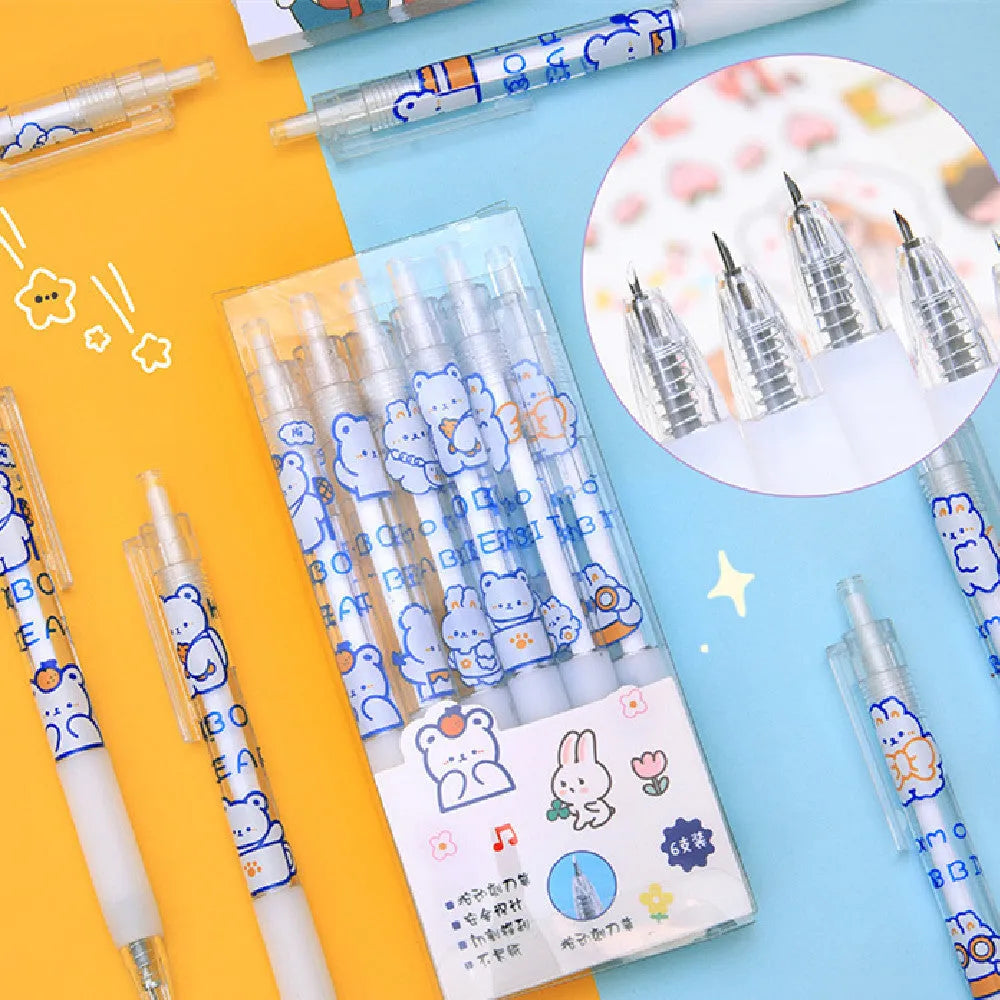 Set of six cute animal character press pen knives for craft cutting