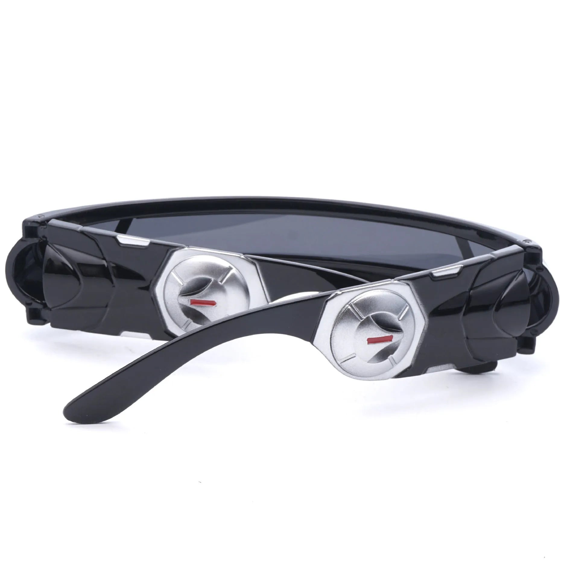 Black full rim sports sunglasses with polarised lenses in grey, red mercury, and blue mercury colour options.