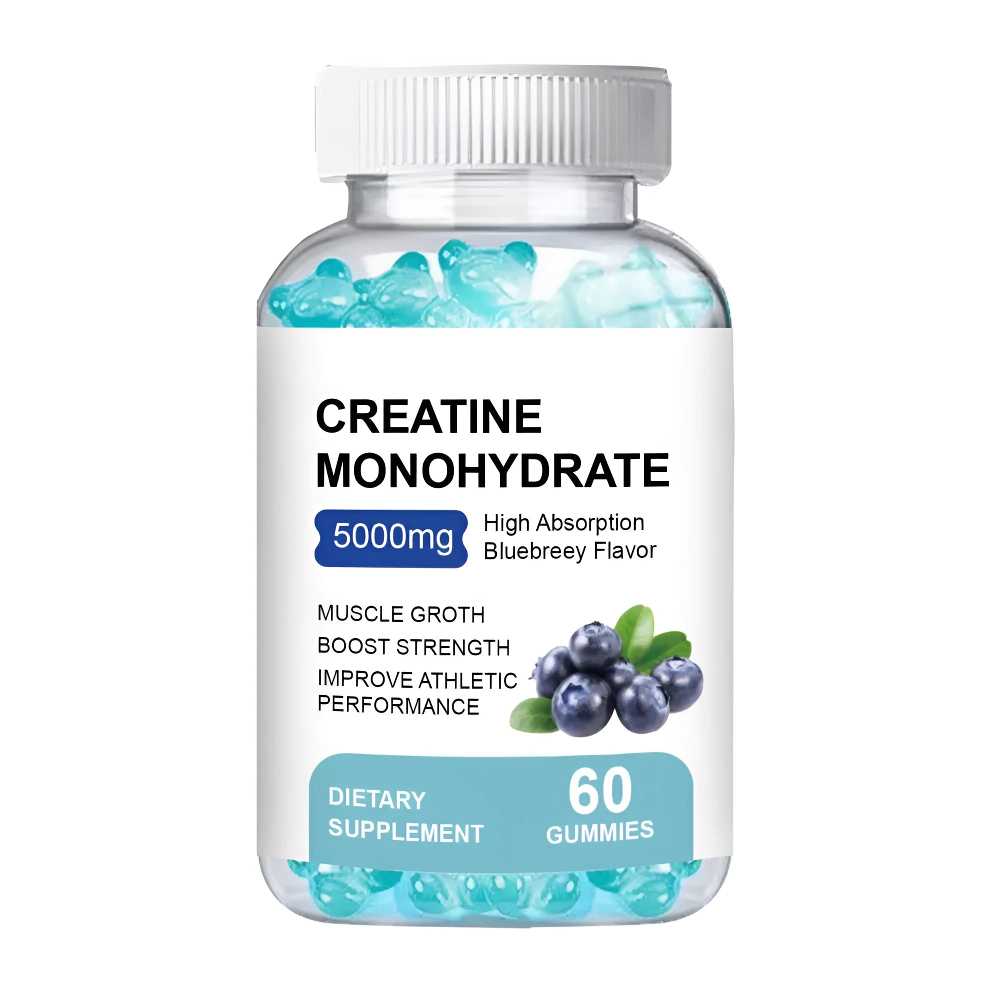 Container of creatine monohydrate gummies dietary supplement with 60 pieces