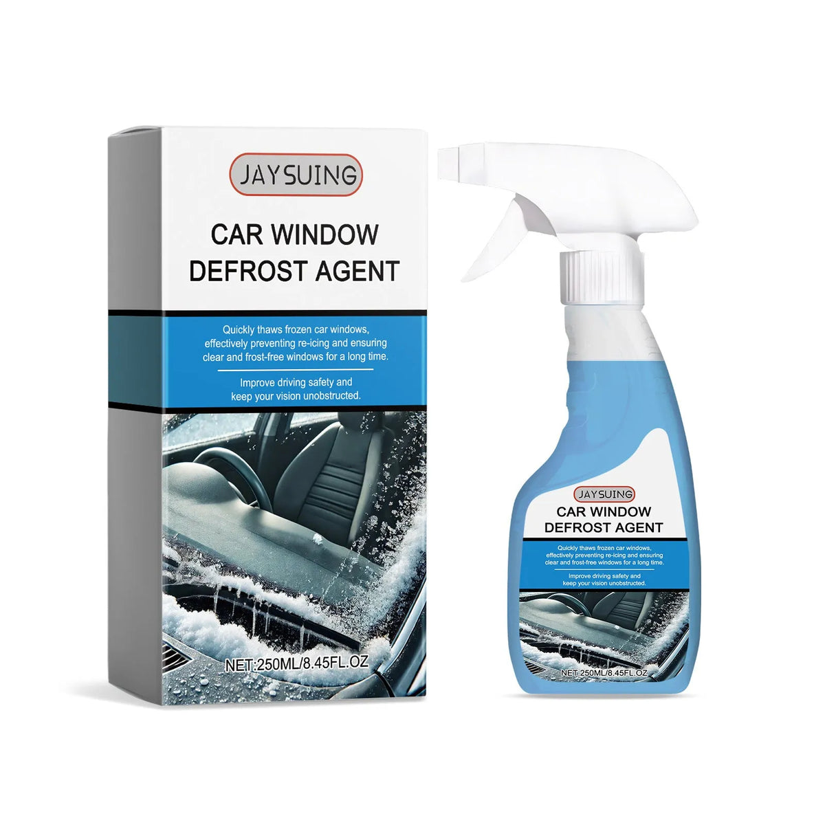 250ml car window defrosting compound bottle, 8.6 x 16.4cm, for windscreen ice removal