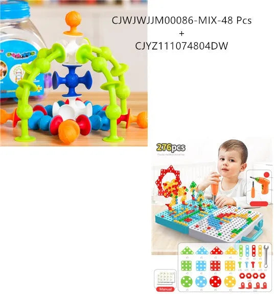 Silicone DIY puzzle tower soft building blocks, mini 4-13cm pieces, random colours, educational grasping toy