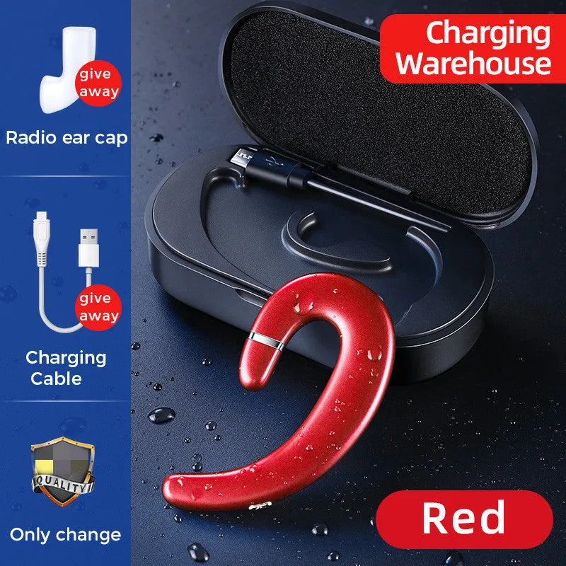 Bluetooth headset in black with charging case, 72-hour battery