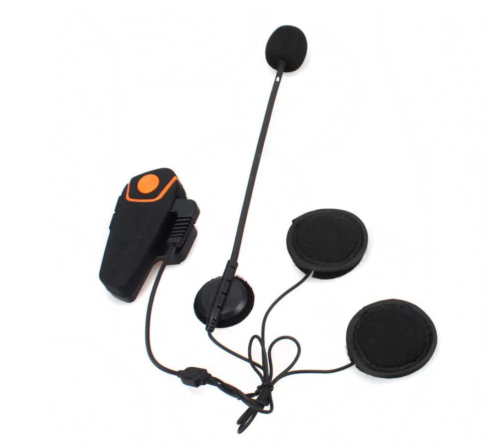 BT-S2 black Bluetooth motorcycle helmet intercom headset with button panel and audio ports