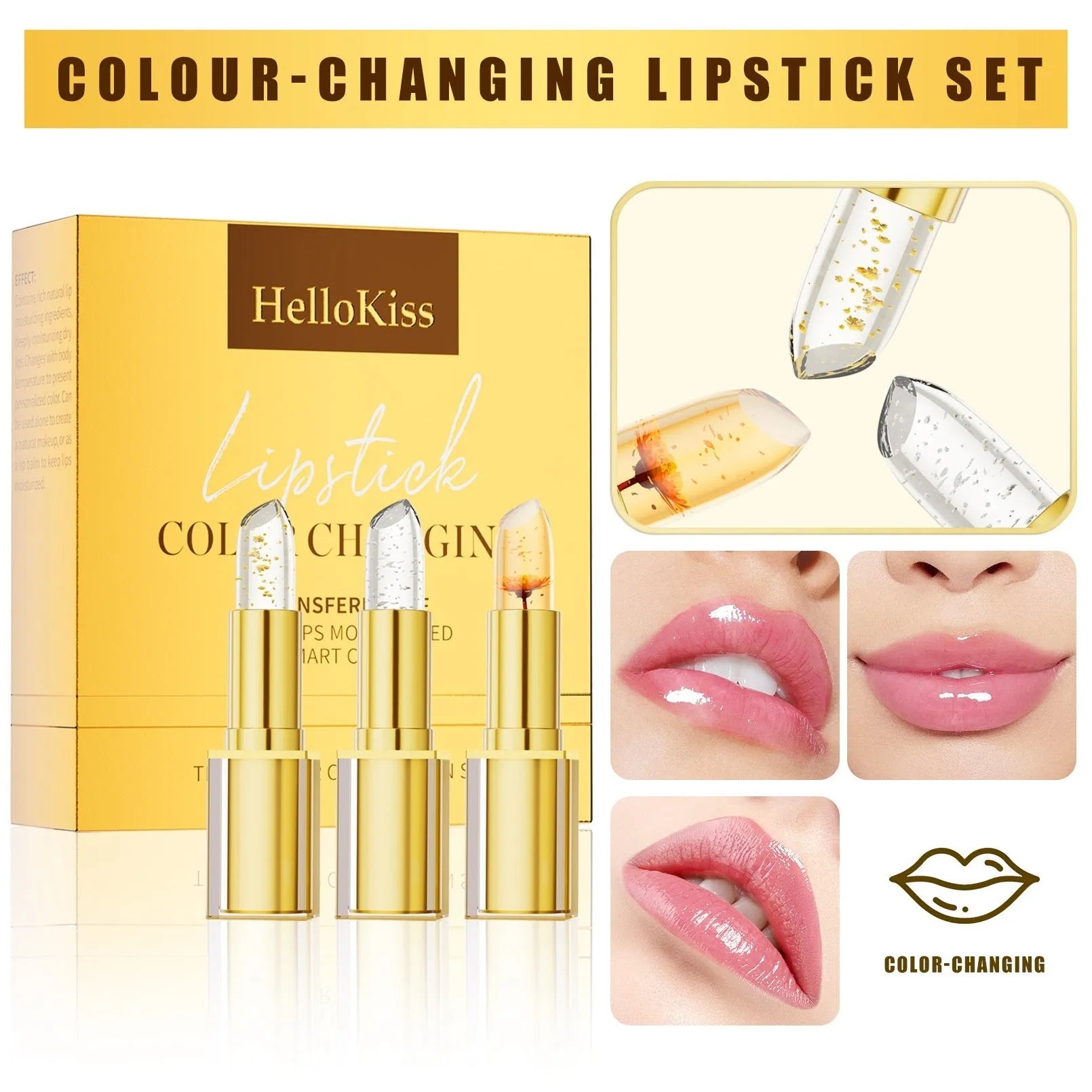 Warm colour-changing anti-smudge lipstick in YB1001 variant with 3.5g content