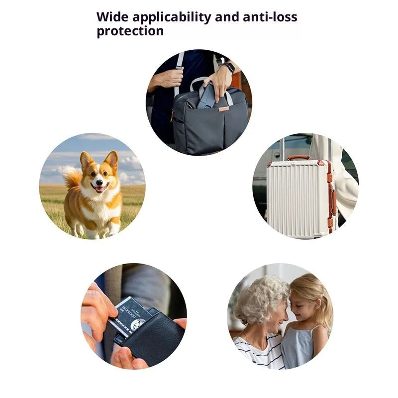 Ultra-thin card anti-loss alarm device in selected leather, 86 x 54 x 3mm, black packaging option