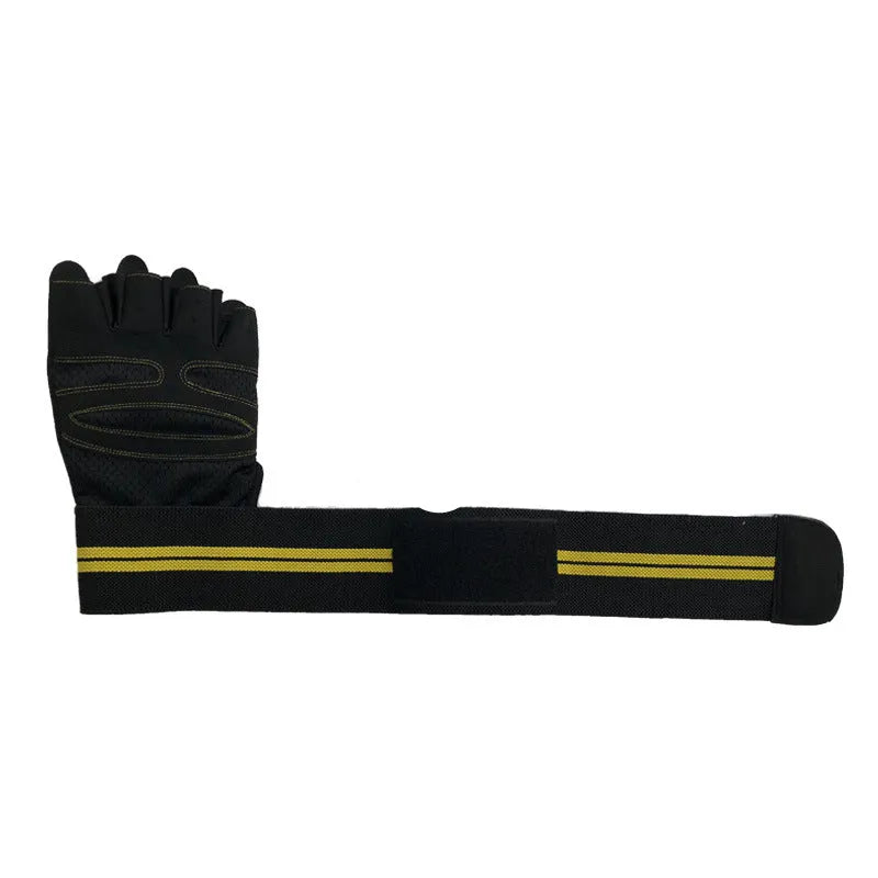 Black half finger fitness gloves with silicone antiskid palm on palm side, three sizes available