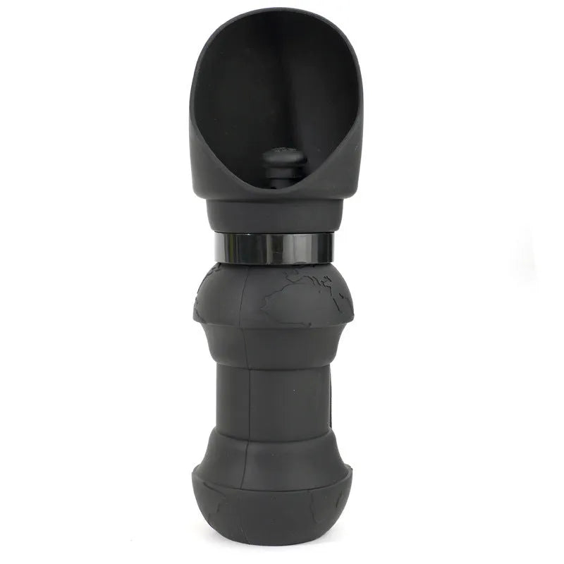 Silicone pet folding water cup shown in collapsed and open positions with colour options