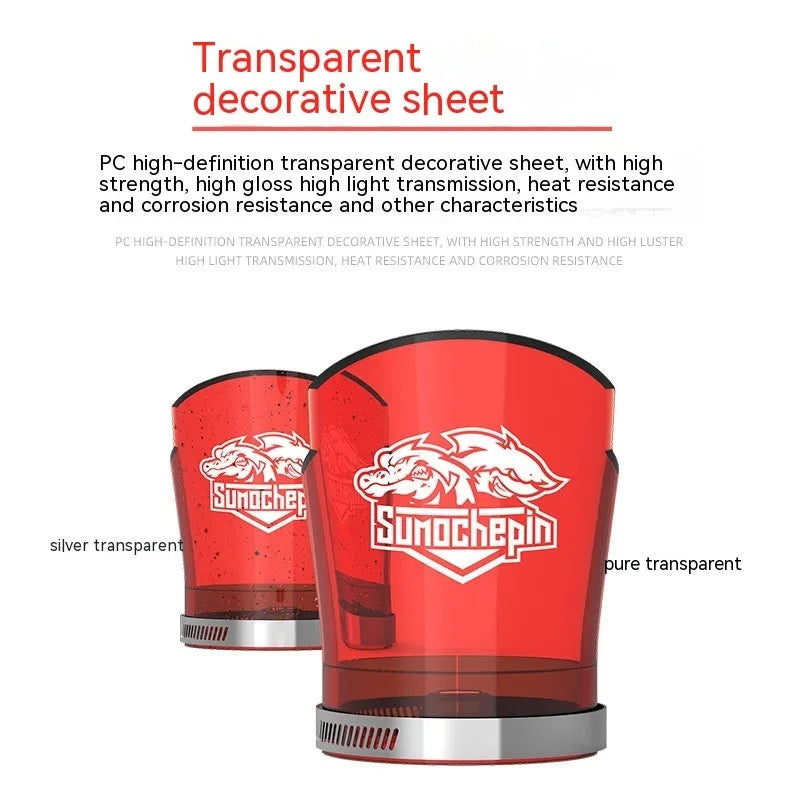 Pair of transparent silver PC motorcycle shock absorber protective sleeves with stainless steel clamps.