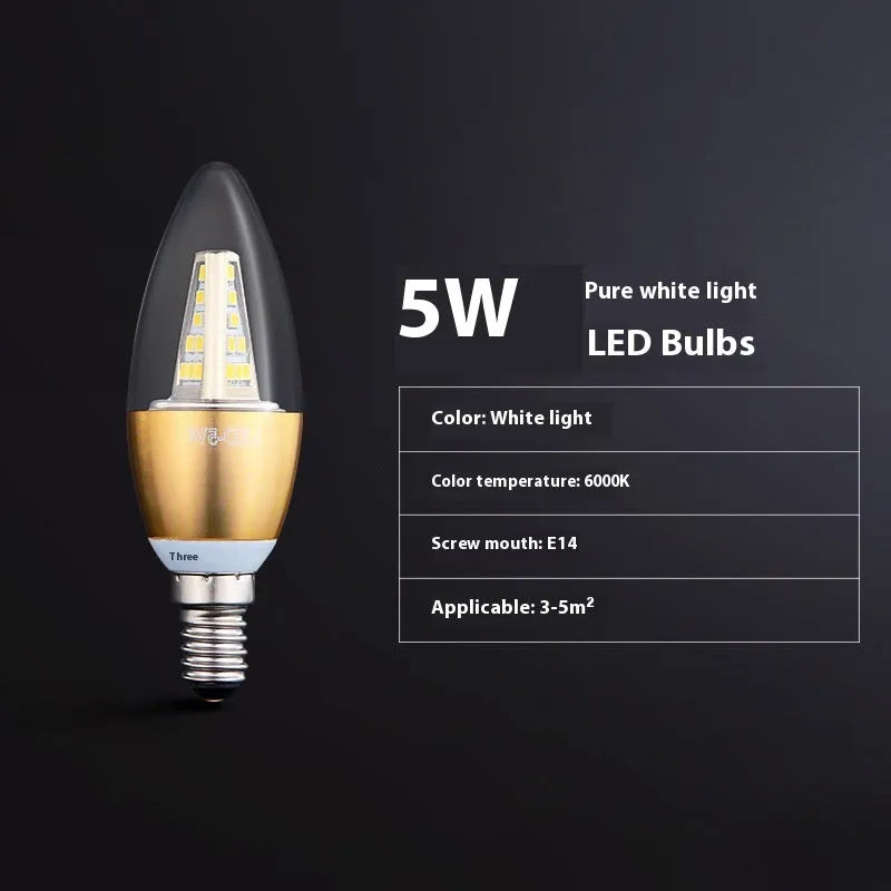 Household E14 E27 LED screw bulb with three colour options and rechargeable lithium battery