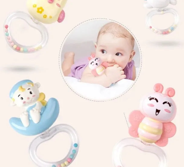 Rotating baby crib mobile with music box, projection, and remote control - plastic, available in blue and pink