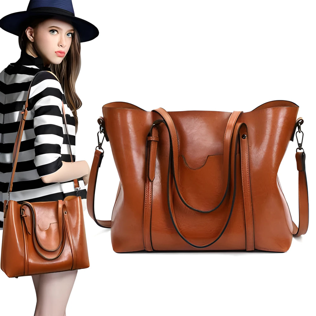 Retro-style women's messenger bag in multiple colours, showing large main compartment suitable for an A4 magazine.