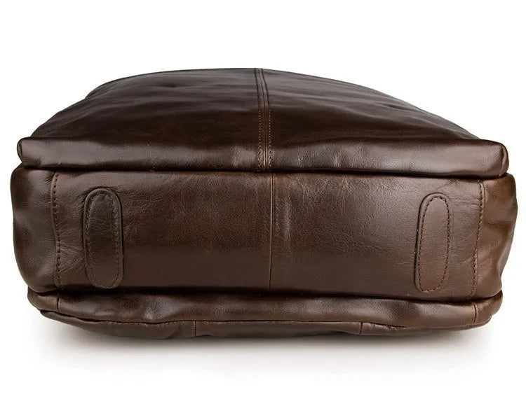 Top layer leather computer backpack for 15 inch laptop, 29cm x 11.5cm x 38cm, in brown or grey