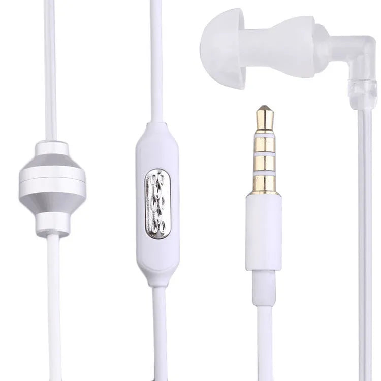 Single side anti radiation air tube headset with microphone, black, 3.5mm wired in-ear earphone