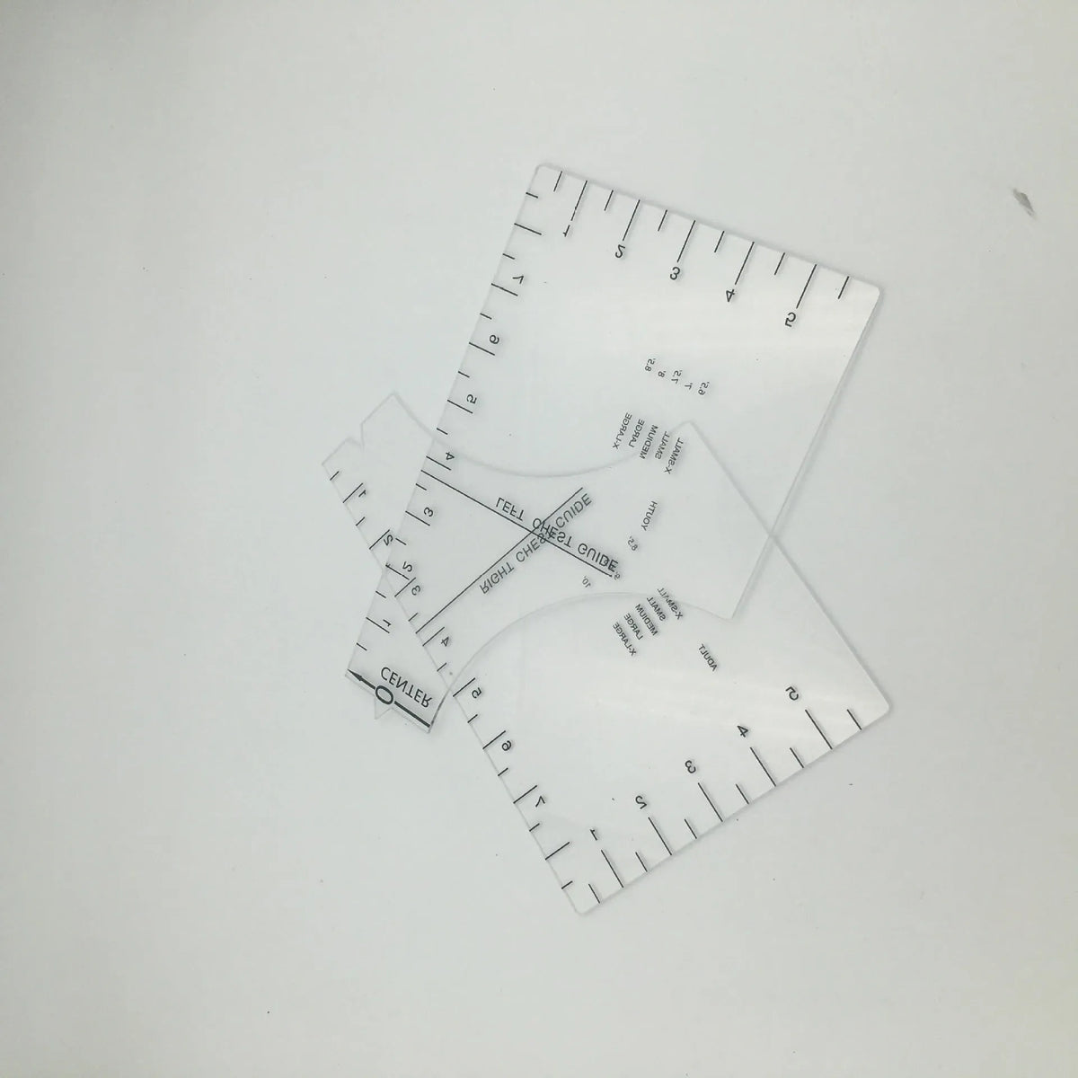 Transparent acrylic T-shirt alignment fixer ruler 10x6 inch with carved markings