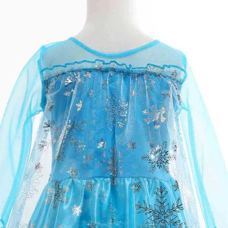 Blue Queen Elsa children's fancy dress gown with polyester lining for heights 100-150cm