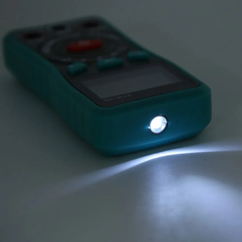 PTM burn-proof automatic digital universal meter in green with LED display and back bracket