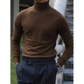 Men's cotton turtleneck sweater long sleeve knitwear in black, light business style