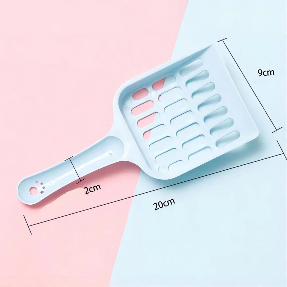 Blue plastic cat litter scoop measuring 20cm long for pet toilet cleaning