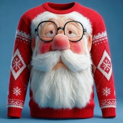 Christmas Santa Claus reindeer sweatshirt, loose polyester pullover, sizes S to 5XL, casual festive top