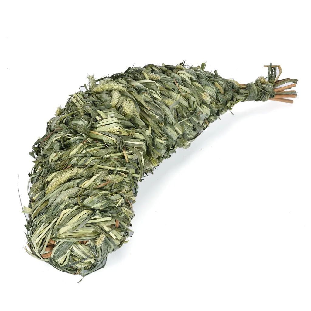 Natural timothy grass pet chew toy in pear shape for rabbits and guinea pigs