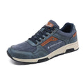 Men's casual retro plus size outdoor shoes in solid colour with EVA sole, artificial leather upper, front lace-up, flat heel, round toe
