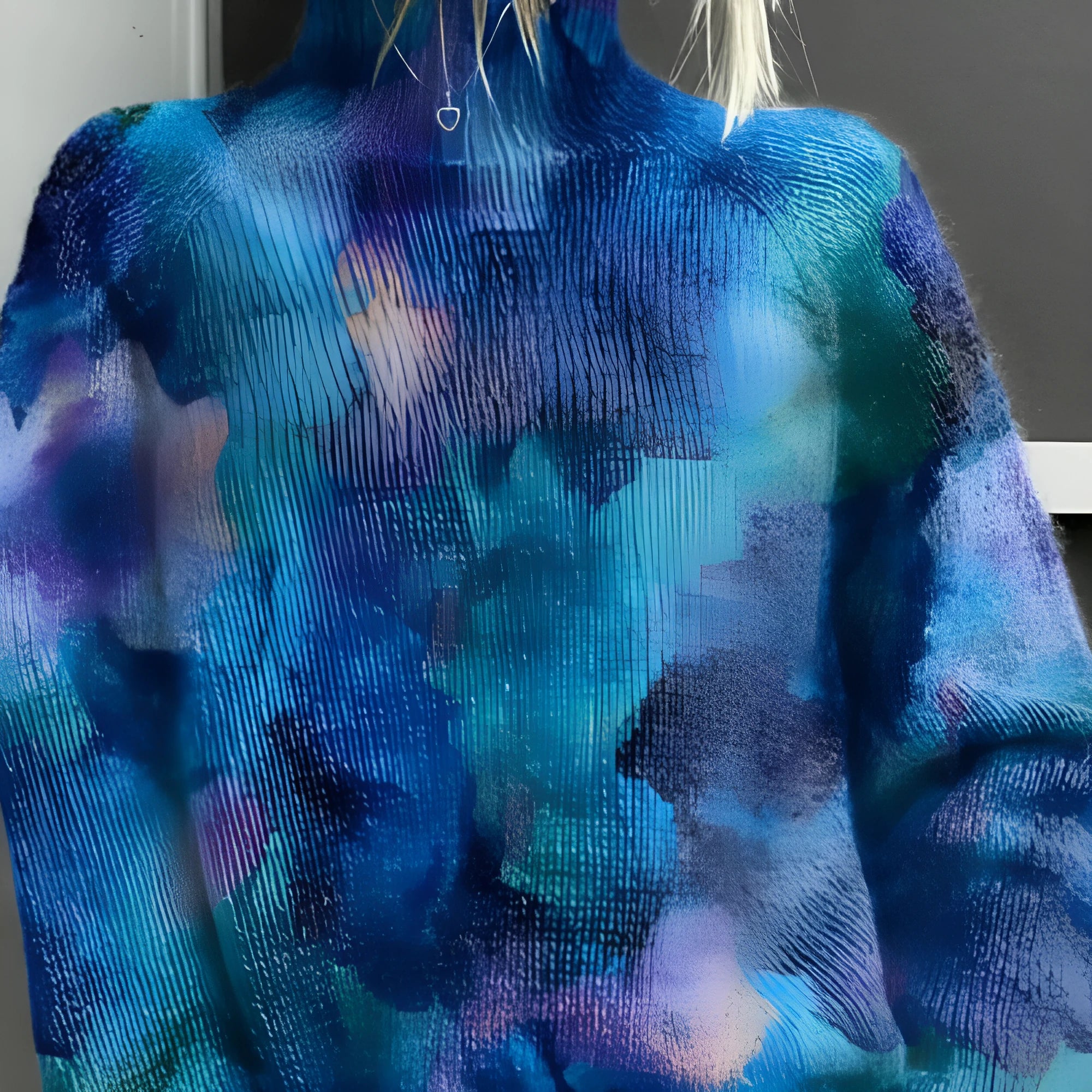 Women's Christmas abstract print casual top with 3D pattern effect in polyester fabric