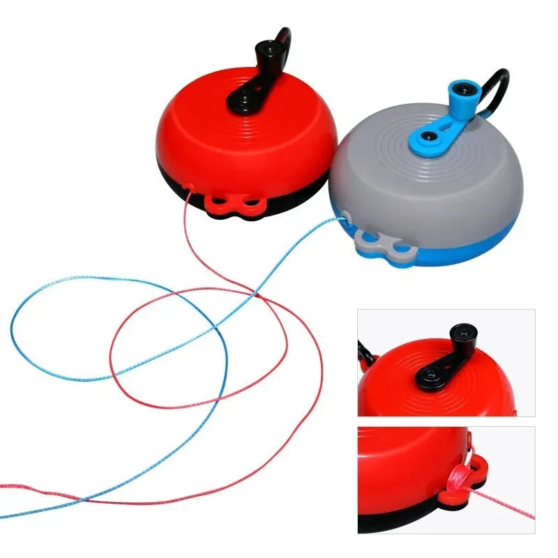 Fishing bait lifter with 7.5cm wheel, 30m PE braided line and stainless steel components in blue grey